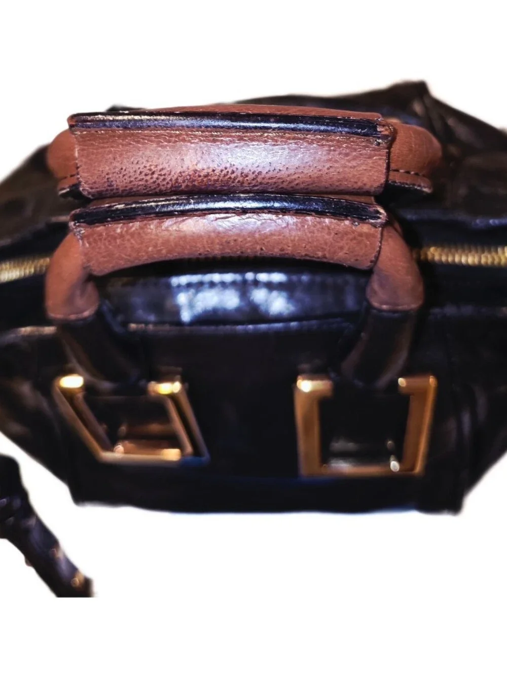Chloe Etel 2way Mini Black Leather Satchel Crossbody Bag